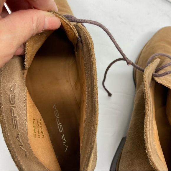 Via Spiga Ignia Booties Lace Up Tan Suede Flat Boots Camel 9 M - Picture 9 of 12